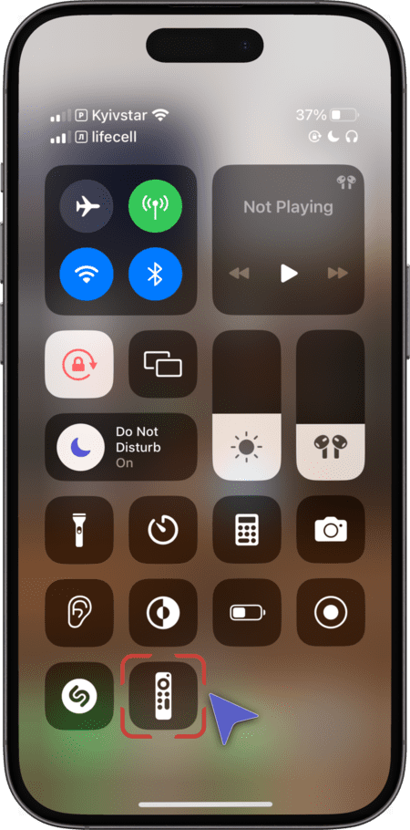 Setting up the Apple TV Remote in Control Center