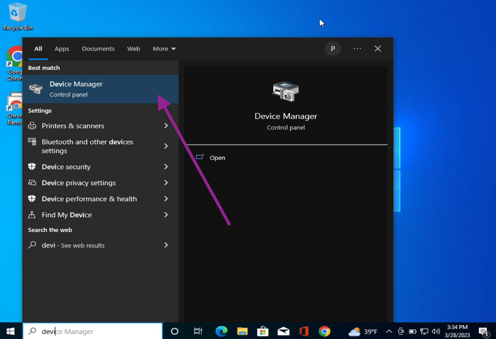 Device Manager on Windows