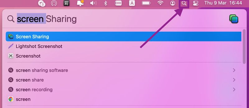 How to enable screen sharing on spotlight