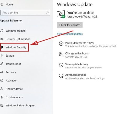 Seleccione Seguridad de Windows